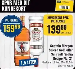 Otto Duborg Captain Morgan Spiced Gold eller Smirnoff Vodka Recipe No. 21 tilbud