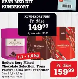 Poetzsch Padborg Anthon Berg Mixed Chocolate Selection, Toms Festival eller Mini Favoritter tilbud