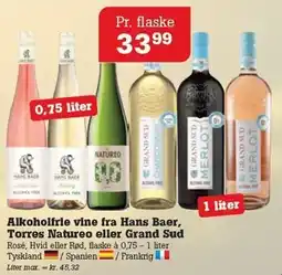 Poetzsch Padborg Alkoholfrie vine fra Hans Baer, Torres Natureo eller Grand Sud tilbud