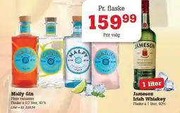 Poetzsch Padborg Malfy Gin eller Jameson Irish Whiskey tilbud