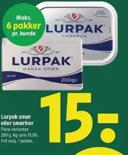 Coop 365 Lurpak smør eller smørbar tilbud