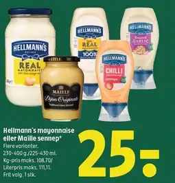 Coop 365 Hellmann's mayonnaise eller Maille sennep tilbud