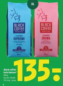 Coop 365 Black coffee hele bønner tilbud