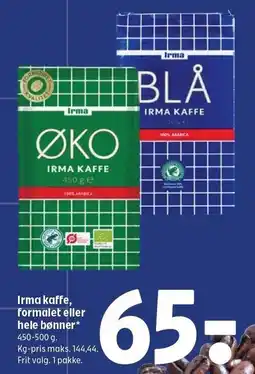 Coop 365 Irma kaffe, formalet eller hele bønner tilbud