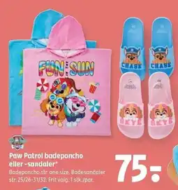 Coop 365 Paw Patrol badeponcho eller -sandaler tilbud
