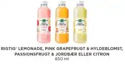MENY RIGTIG' LEMONADE, PINK GRAPEFRUGT & HYLDEBLOMST, PASSIONSFRUGT & JORDBÆR ELLER CITRON tilbud