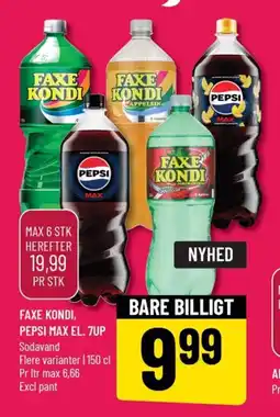 Løvbjerg Faxe kondi pepsi max el. 7up tilbud