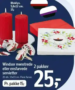 Føtex Windsor mønstrede eller ensfarvede servietter tilbud