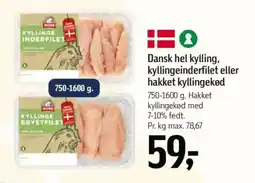 Føtex Dansk hel kylling, kyllingeinderfilet eller hakket kyllingekød tilbud