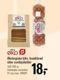 Føtex ØKO Økologiske kiks, knækbrød eller surdejsboller tilbud