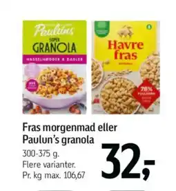 Føtex Fras morgenmad eller paulun's granola tilbud