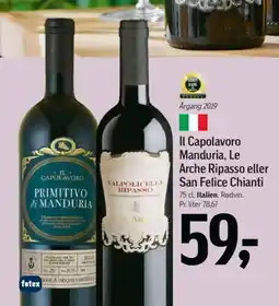 Føtex IL CAPOLAVORO Manduria, le arche ripasso eller san felice chianti tilbud