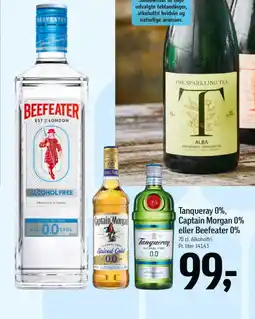 Føtex Tanqueray 0%, captain morgan 0% eller beefeater 0% tilbud