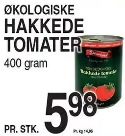 ABC Lavpris ØKOLOGISKE HAKKEDE TOMATER tilbud