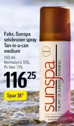 Føtex F.eks. sunspa selvbruner spray tan-in-a-can medium tilbud