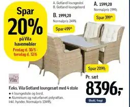 Føtex F.eks. vila gotland loungesæt med 4 stole tilbud