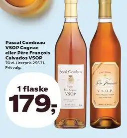 SuperBrugsen Pascal Combeau VSOP Cognac eller Pére Francois Calvados VSOP tilbud