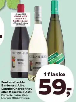 SuperBrugsen Fontanafredda Barbera d'Alba, Langhe Chardonnay eller Moscato d'Asti tilbud