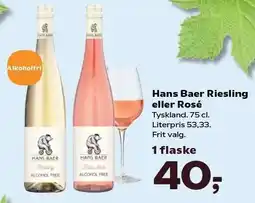 SuperBrugsen Hans Baer Riesling eller Rosé tilbud
