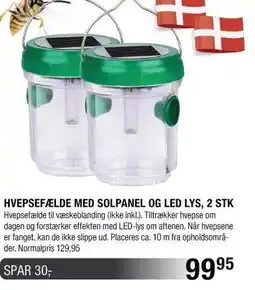 Land & Fritid HVEPSEFÆLDE MED SOLPANEL OG LED LYS, 2 STK tilbud