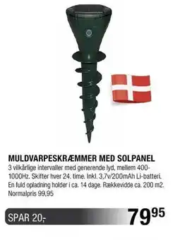 Land & Fritid MULDVARPESKRÆMMER MED SOLPANEL tilbud