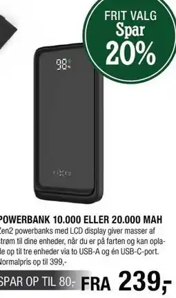 Land & Fritid POWERBANK 10.000 ELLER 20.000 MAH tilbud