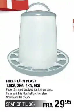 Land & Fritid FODERTÅRN PLAST 1,5KG, 3KG, 6KG ELLER 9KG tilbud