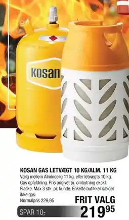 Land & Fritid KOSAN GAS LETVÆGT 10 KG/ALM 11 KG tilbud