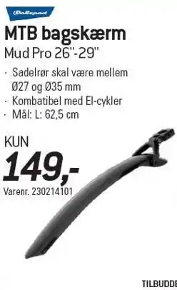 Thansen MTB bagskærm tilbud