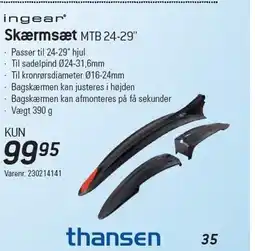 Thansen Skærmsæt MTB 24-29 tilbud