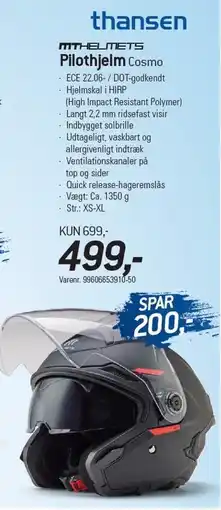 Thansen MT HELMETS Pilothjelm tilbud