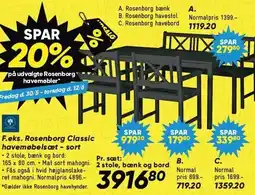 Bilka Spar 20% på udvalgte Rosenborg havemøbler tilbud