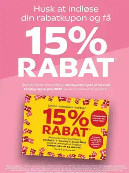 SuperBrugsen Husk at indløse din rabatkupon og få 15% rabat tilbud