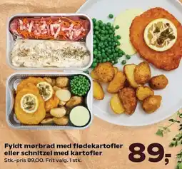 SuperBrugsen Fyldt mørbrad med flødekartofler eller schnitzel med kartofler tilbud