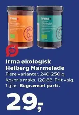 SuperBrugsen Irma økologisk Heiberg Marmelade tilbud