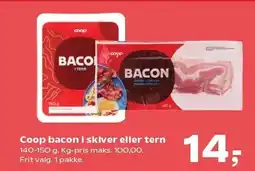 SuperBrugsen Coop bacon i skiver eller tern tilbud