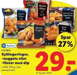 Kyllingevinger, -nuggets eller -fileter med dip