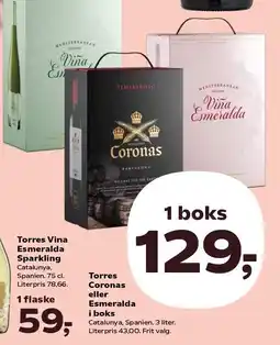 Kvickly Torres Coronas eller Esmeralda i boks tilbud