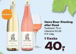Kvickly Hans Baer Riesling eller Rosé tilbud