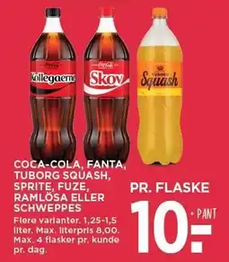 MENY COCA-COLA, FANTA, TUBORG SQUASH, SPRITE, FUZE, RAMLÖSA ELLER SAN PELLEGRINO tilbud