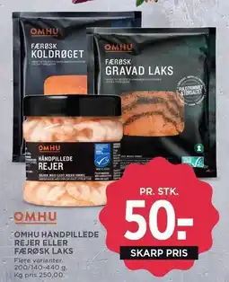 MENY OMHU HÅNDPILLEDE REJER ELLER FÆRØSK LAKS tilbud