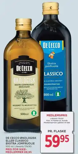 MENY DE CECCO ØKOLOGISK ELLER CLASSICO EKSTRA JOMFRUOLIE tilbud
