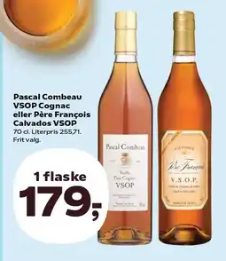 Kvickly Pascal Combeau VSOP Cognac eller Pére Francois Calvados VSOP tilbud