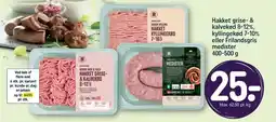 REMA 1000 Hakket grise- & kalvekød 8-12%, kyllingekød 7-10% eller Frilandsgris medister tilbud