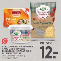 MENY BUKO ØKOLOGISK FLØDEOST, KAROLINES KØKKEN ØKOLOGISK MOZZARELLA ELLER HYTTEOST tilbud