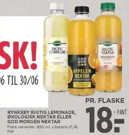 MENY RYNKEBY RIGTIG LEMONADE, ØKOLOGISK NEKTAR ELLER GOD MORGEN NEKTAR tilbud