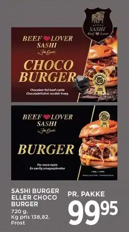 MENY SASHI BURGER ELLER CHOCO BURGER tilbud