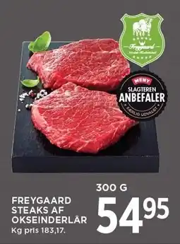 MENY FREYGAARD STEAKS AF OKSEINDERLÅR tilbud