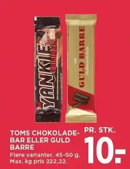 MENY TOMS CHOKOLADEBAR ELLER GULD BARRE tilbud