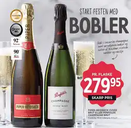 MENY PIPER-HEIDSIECK CUVÉE BRUT ELLER PENFOLDS CHAMPAGNE BRUT tilbud